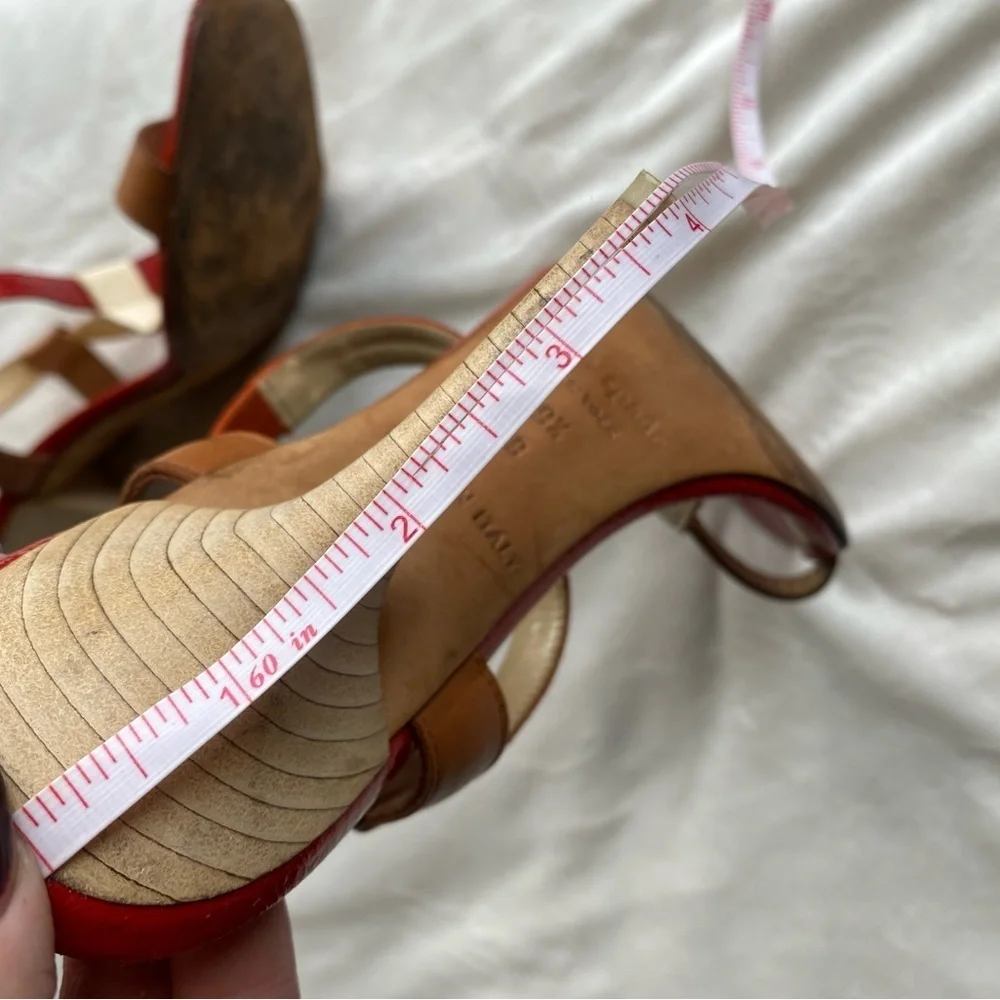 Kate Spade Red and Brown Heels with T-Strap Design